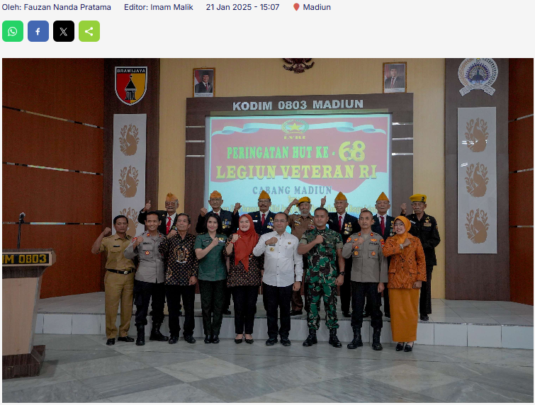 Memperingati HUT LVRI ,Pj Wali Kota Madiun Siap Mendukung Kegiatan Veteran