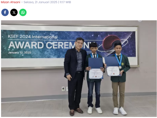 Bangga! Dua Siswa MTsN Kota Madiun Raih Silver Award Kompetisi Ilmiah di Korea