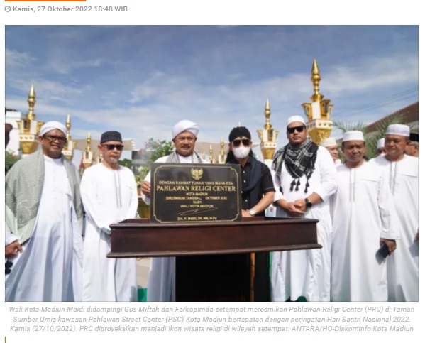 Wali Kota Madiun bareng Gus Miftah resmikan Pahlawan Religi Center