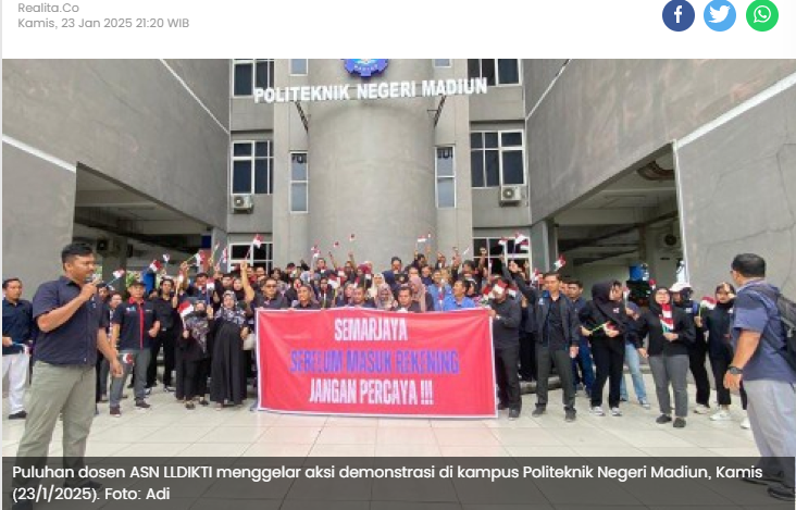 Lima Tahun Tak Dapat Tukin, Puluhan Dosen di Madiun Demo