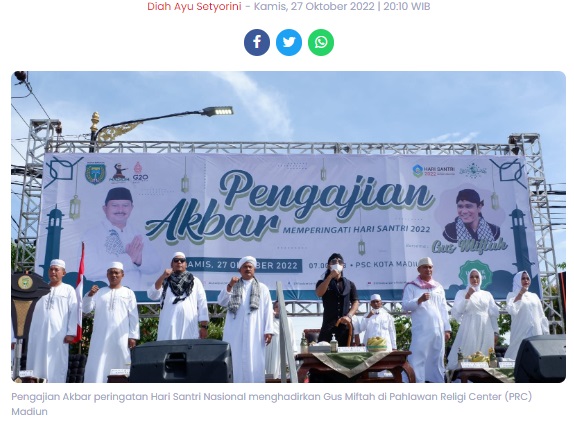 Meriah, Pangajian Akbar Hari Santri 2022 Pemkot Madiun Hadirkan Gus Miftah