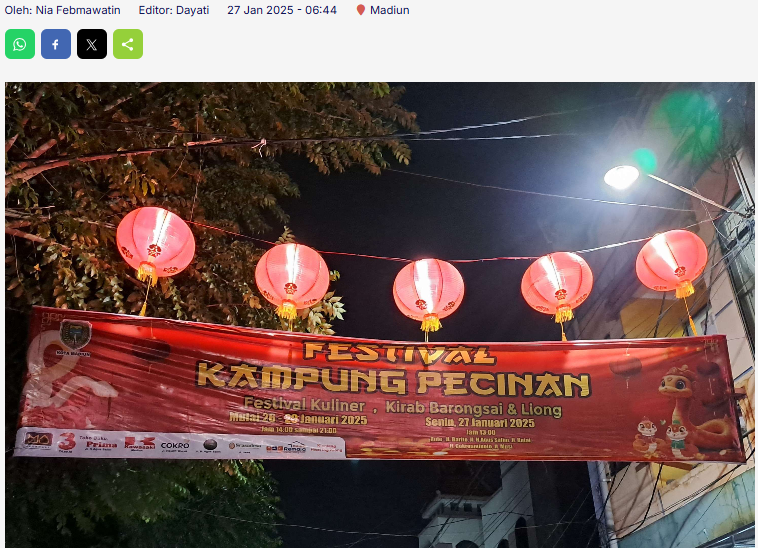 Kawasan Pecinan Ramai Dengan Lapak Jajanan Dalam Festival Kampung Pecinan