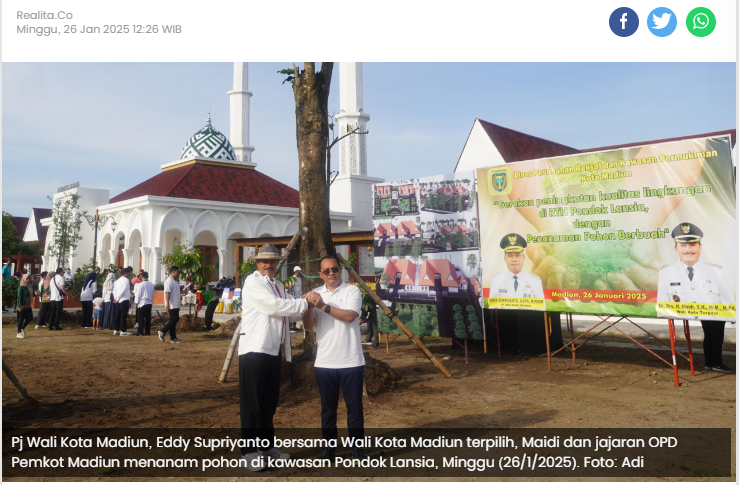 Turunkan Suhu, Pj Wali Kota dan Wali Kota Madiun Terpilih Kompak Tanam Pohon