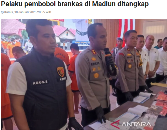 Pelaku pembobol brankas di Madiun ditangkap