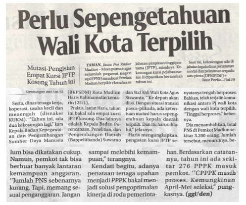 Perlu Sepengetahuan Wali Kota Terpilih