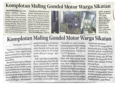 Komplotan Maling Gondol Motor Warga Saat Sikatan