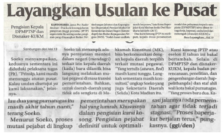 Layangkan Usulan Ke Pusat