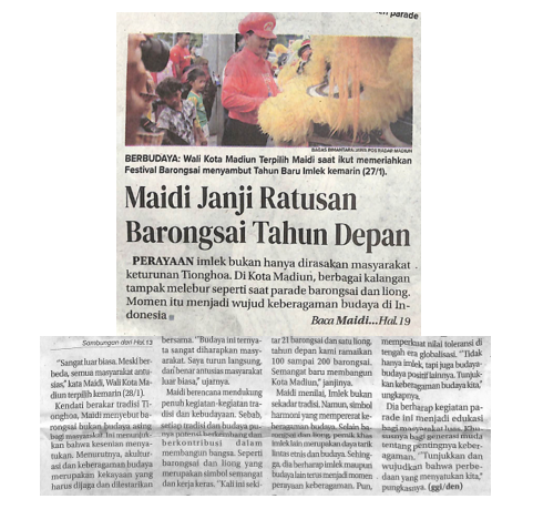 Maidi Janji Ratusan Barongsai Tahun Depan