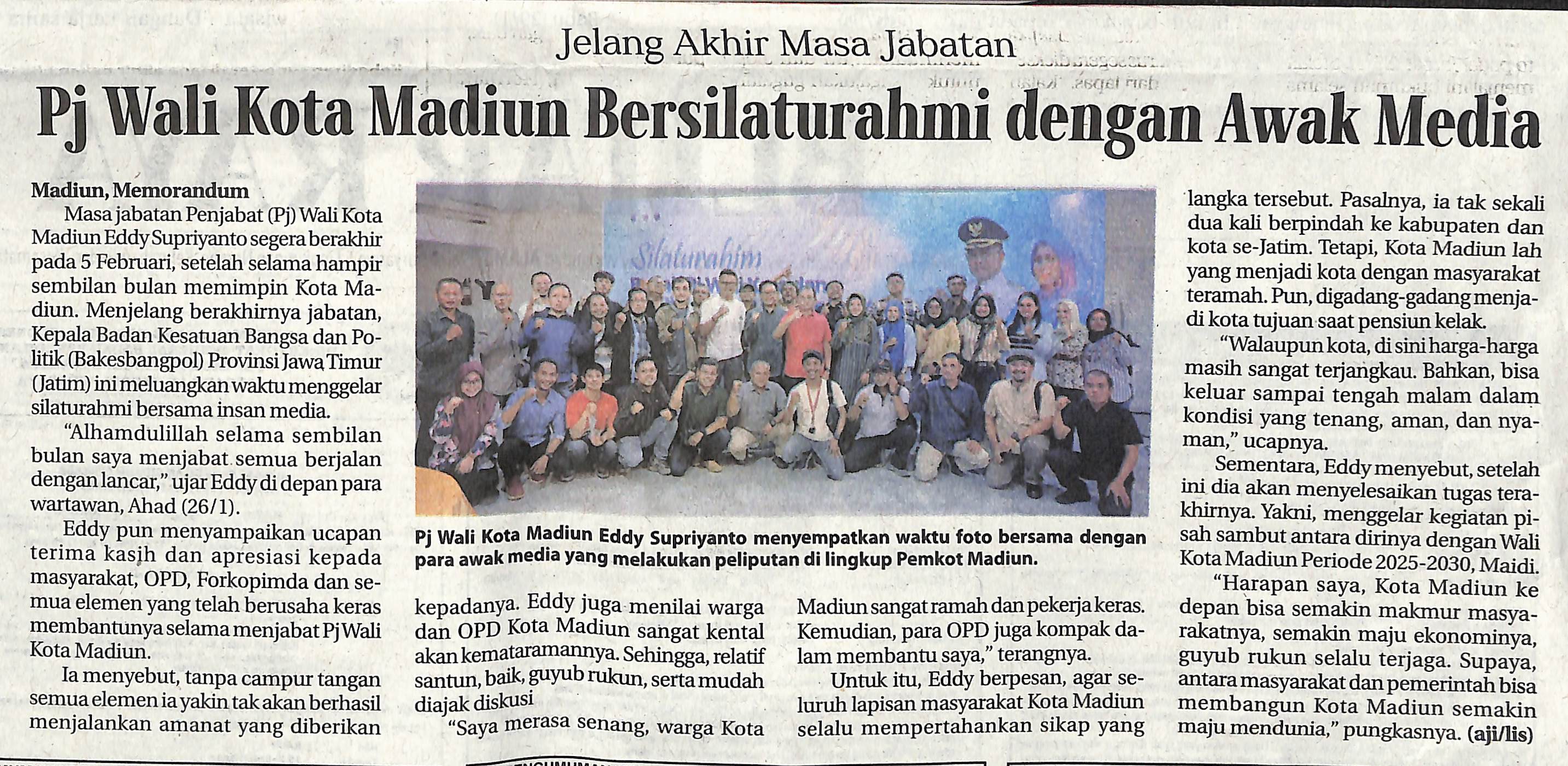 Jelang Akhir Masa Jabatan PJ Wali Kota Madiun Bersilaturahmi dengan Awak Media