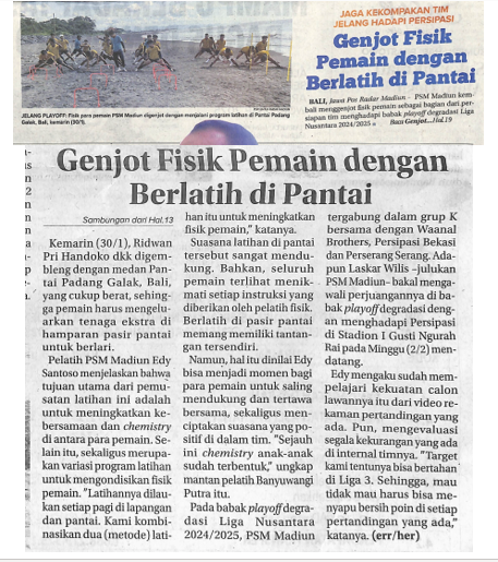 Genjot Fisik Pemain dengan Berlatih di Pantai