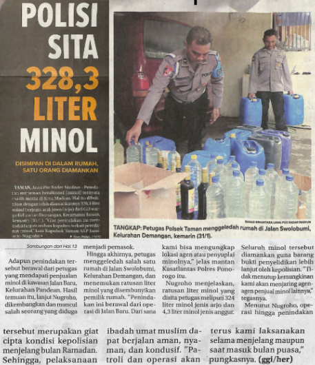 Polisi Sita 328,3 Liter Minol