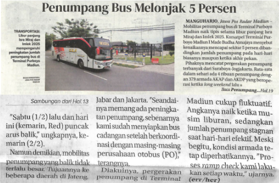 Penumpang Bus Melonjak 5 Persen
