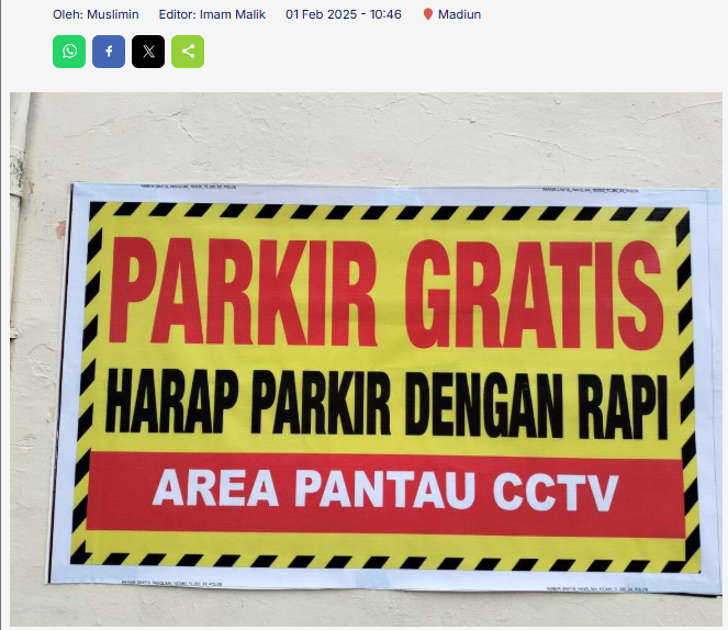 Warga Sambut Baik “PARKIR GRATIS" Area Stadion dan GOR Wilis Kota Madiun