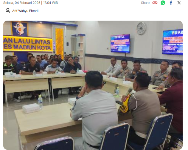 Pasca Banyak Pelanggaran, Satlantas Polres Madiun Kota Edukasi Rute dan Operasional 30 Awak Bus