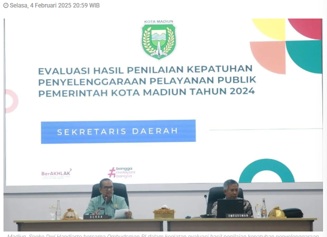 Pemkot Madiun-Ombudsman berkolaborasi evaluasi kepatuhan layanan publik 2024