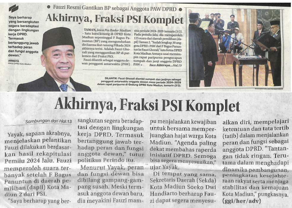 Akhirnya, Fraksi PSI Komplet