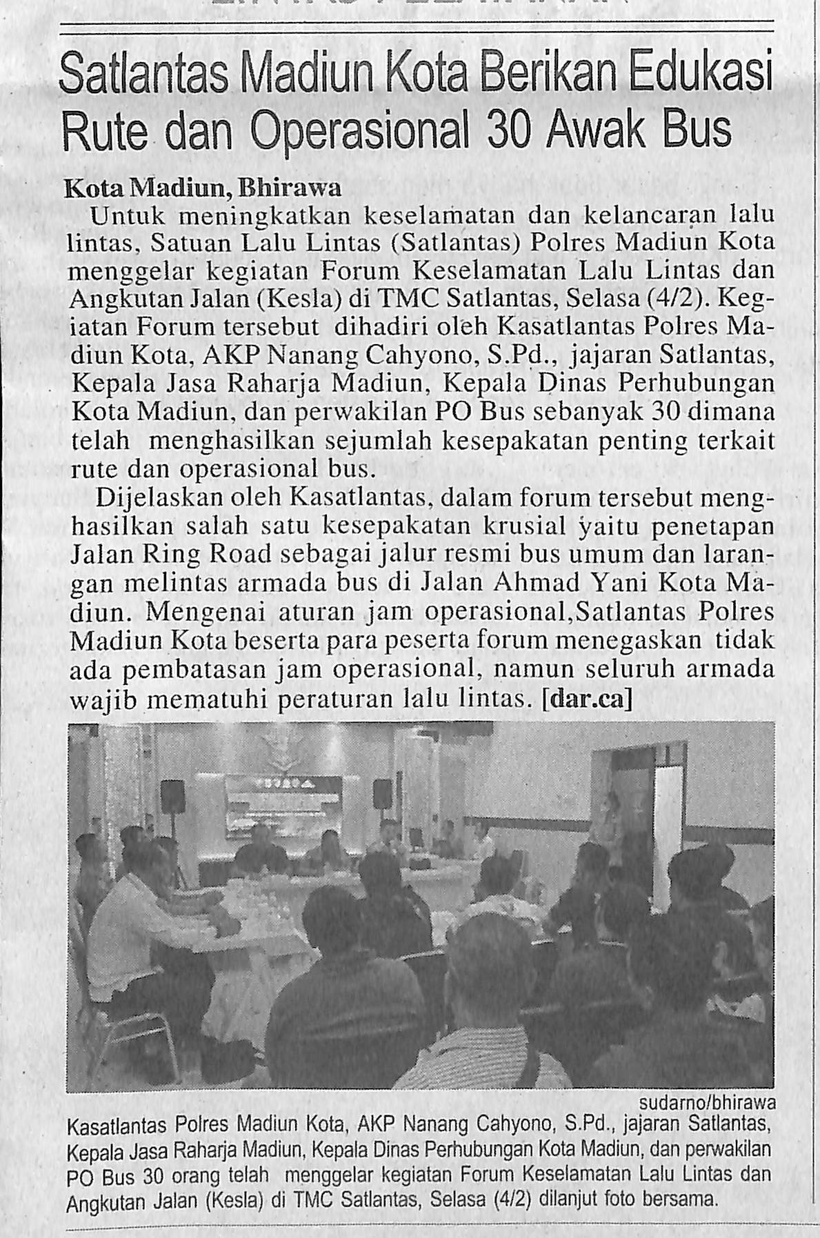 Satlantas Madiun Kota Berikan Edukasi Rute dan Operasional 30 Awak Bus