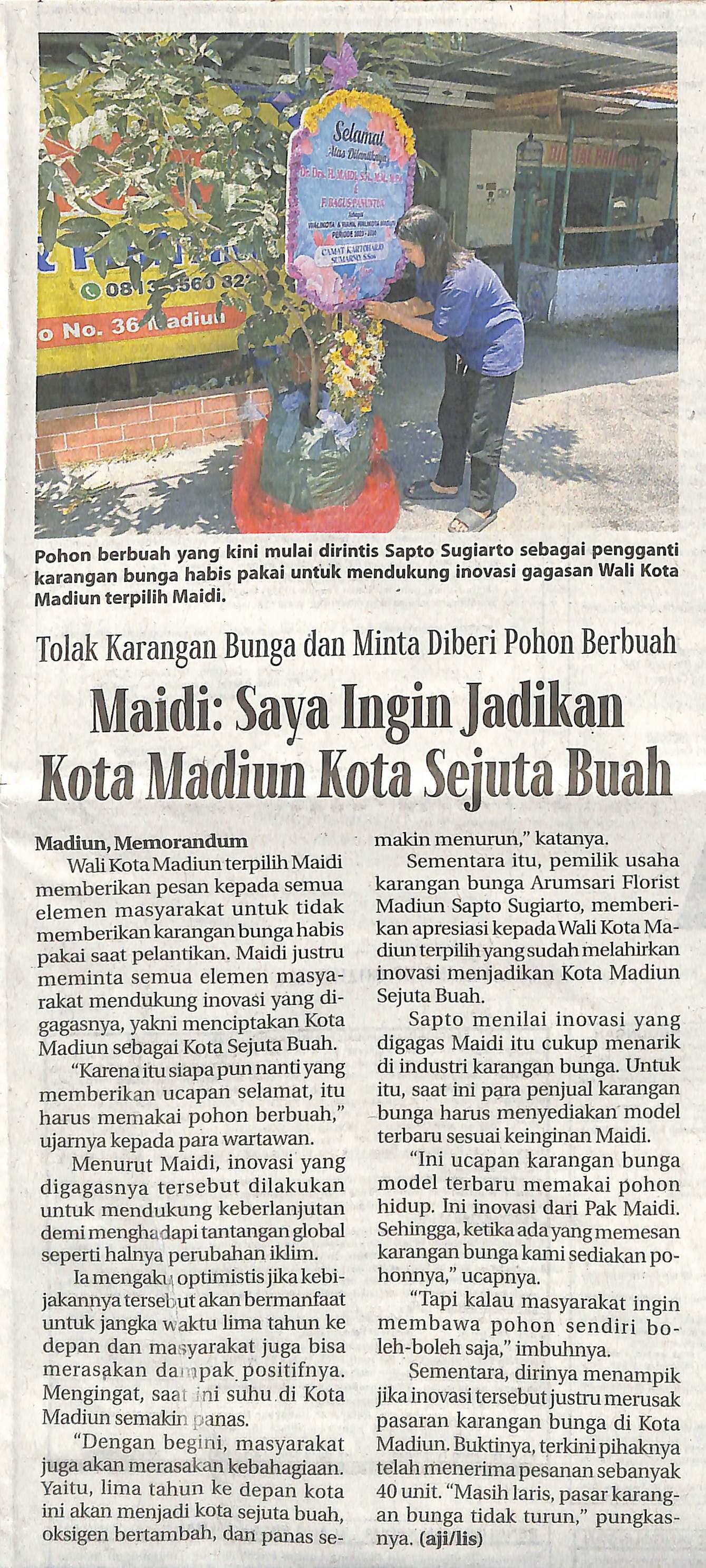 Maidi: Saya Ingin Jadikan Kota Madiun Kota Sejuta Buah