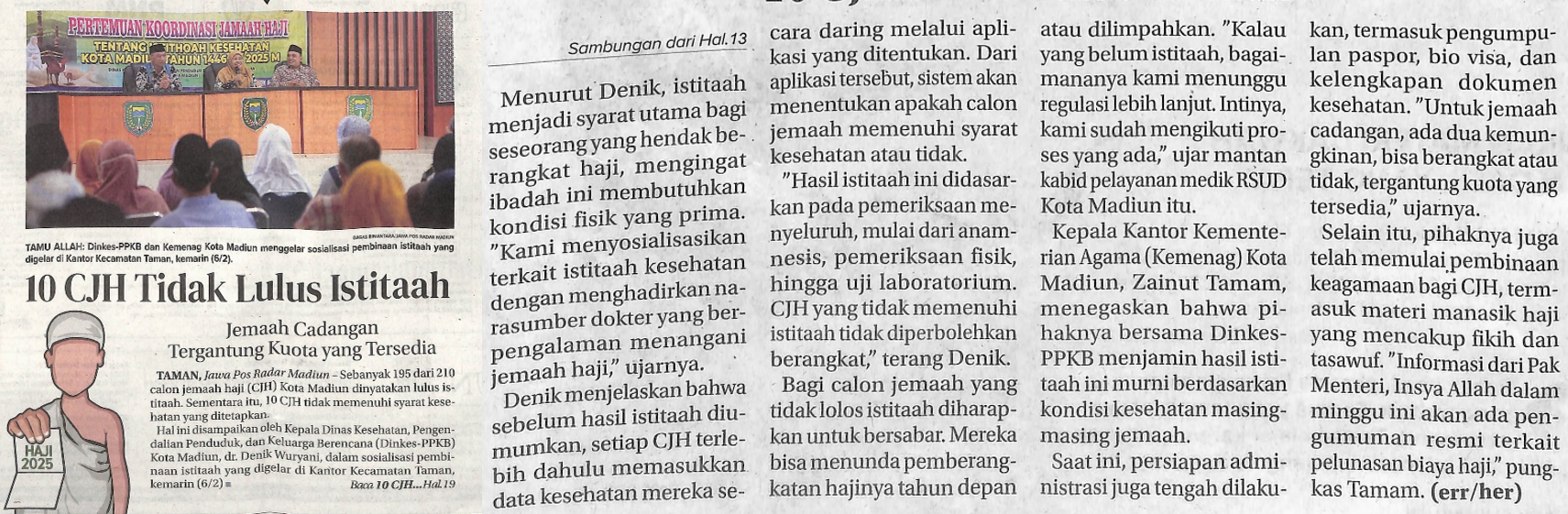 10 CJH Tidak Lulus Istitaah