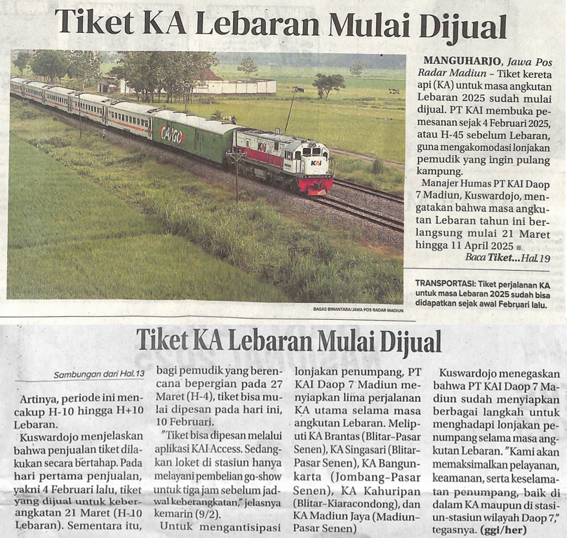 Tiket KA Lebaran Mulai Dijual