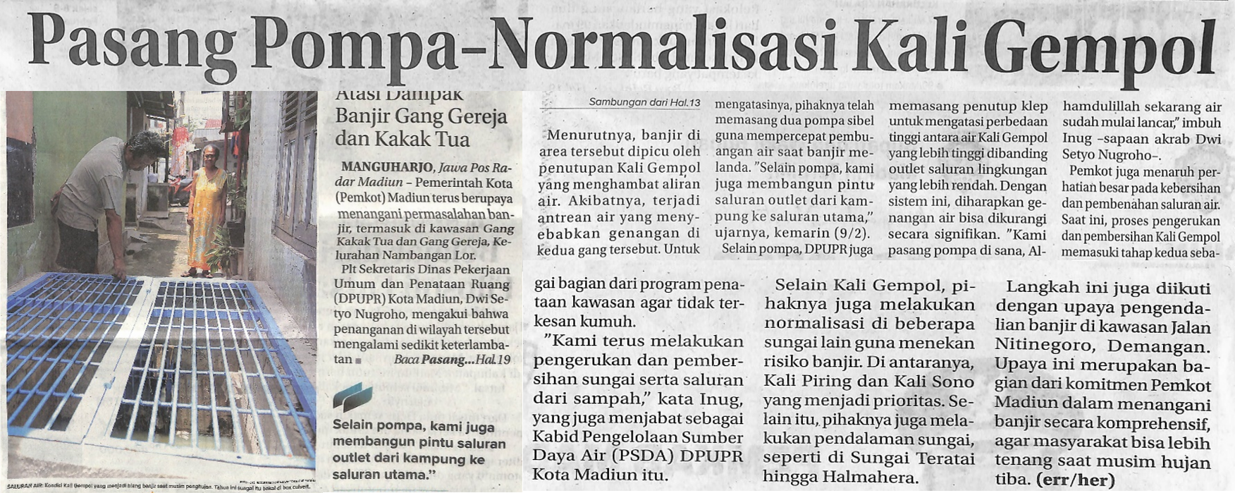 Pasang Pompa-Normalisasi Kali Gempol