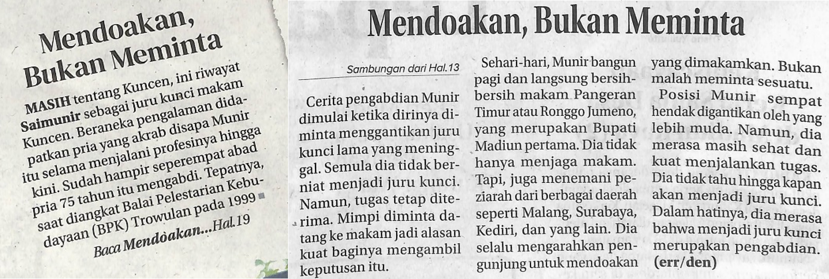 Mendoakan, Bukan Meminta