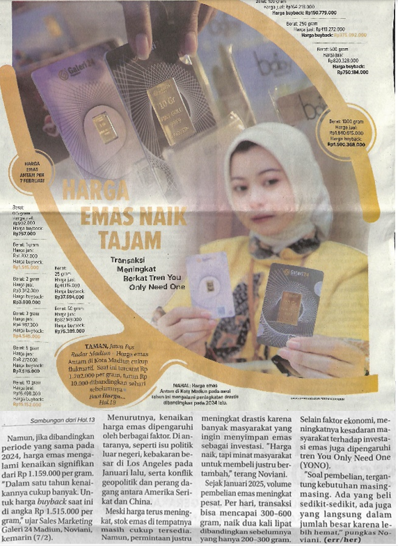 Harga Emas Naik Tajam