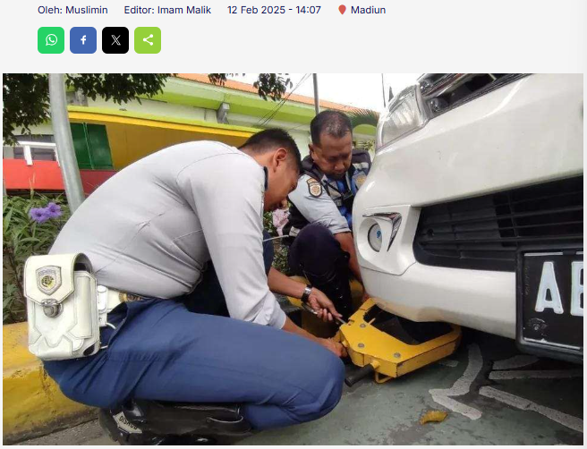 Ini Kota Madiun “Parkir Sembarangan” Kena Gembok dan Bayar Denda