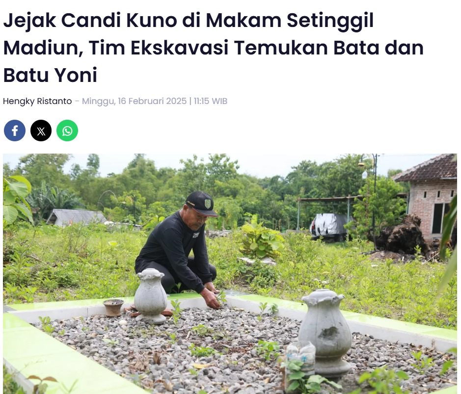 Jejak Candi Kuno di Makam Setinggil Madiun, Tim Ekskavasi Temukan Bata dan Batu Yoni