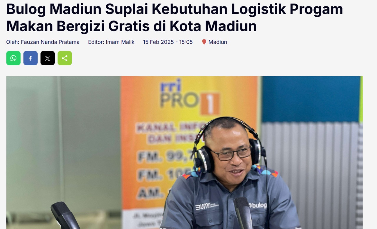 Bulog Madiun Suplai Kebutuhan Logistik Progam Makan Bergizi Gratis di Kota Madiun