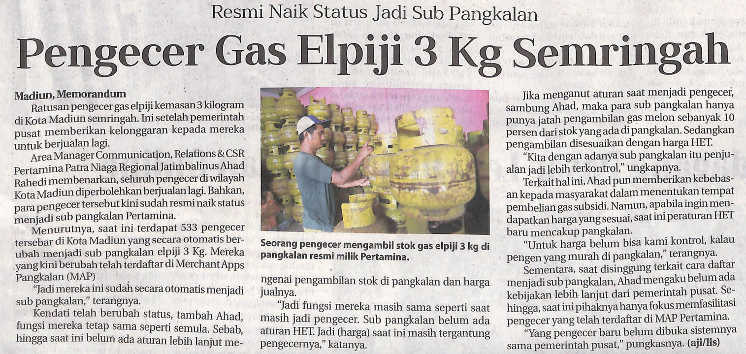Resmi Naik Status Jadi Sub Pangkalan, Pengecer Gas Elpiji 3 Kg Sumringah