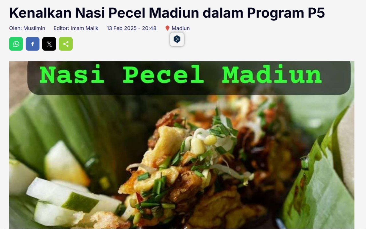 Kenalkan Nasi Pecel Madiun dalam Program P5