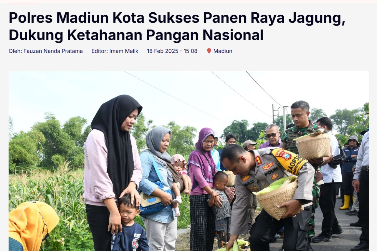 Polres madiun kota sukses panen raya jagung, dukung ketahanan pangan nasional