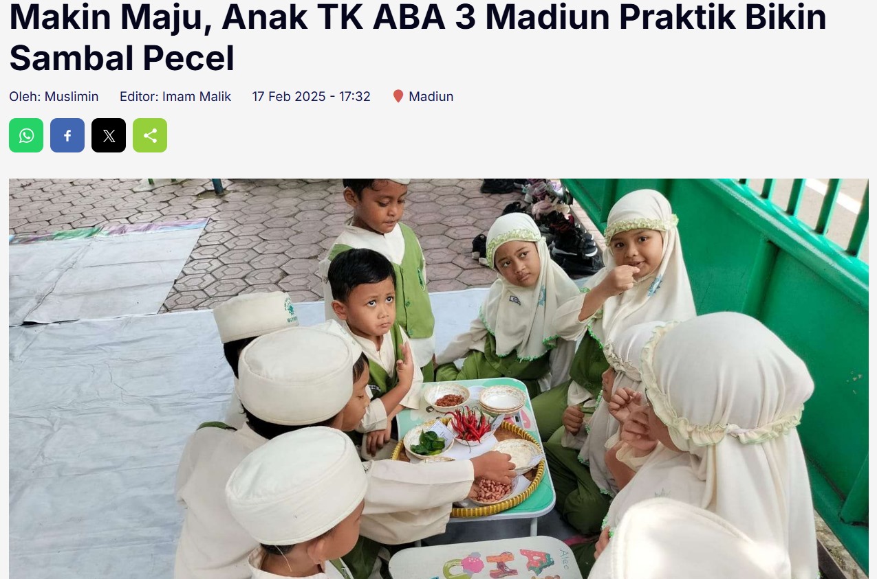 Makin Maju, Anak TK ABA 3 Madiun Praktik Bikin Sambal Pecel