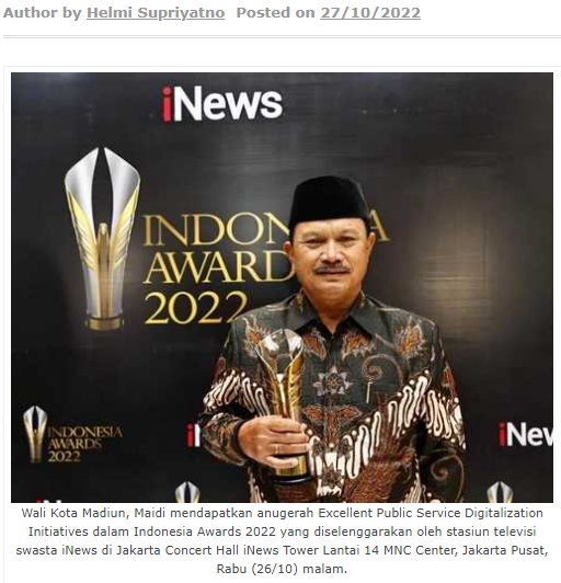 Wali Kota Madiun Raih Anugerah Indonesia Awards 2022
