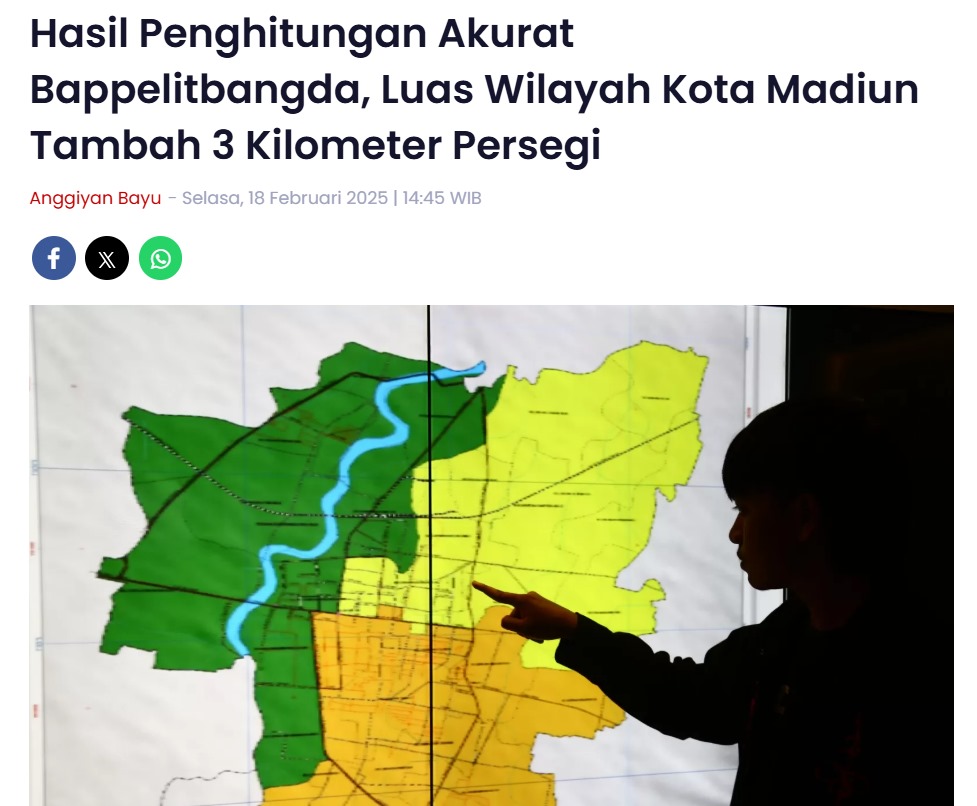 Hasil Penghitungan Akurat Bappelitbangda, Luas Wilayah Kota Madiun Tambah 3 Kilometer Persegi
