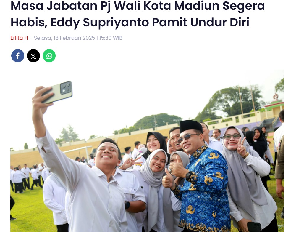 Masa Jabatan Pj Wali Kota Madiun Segera Habis, Eddy Supriyanto Pamit Undur Diri