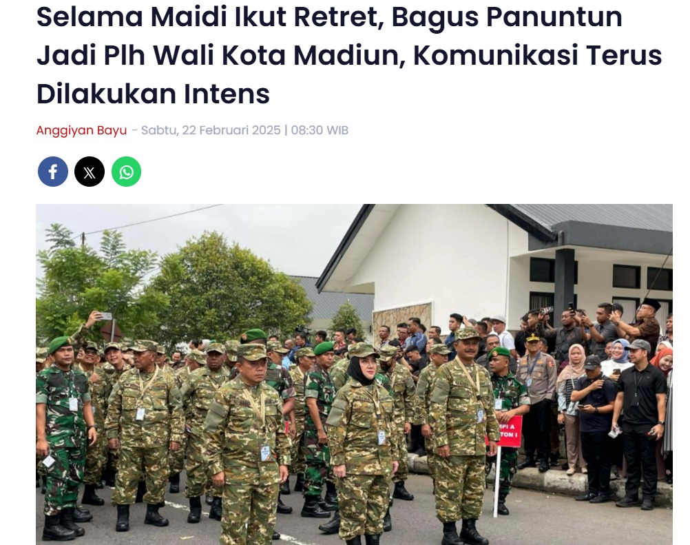 Selama Maidi Ikut Retret, Bagus Panuntun Jadi Plh Wali Kota Madiun, Komunikasi Terus Dilakukan Intens