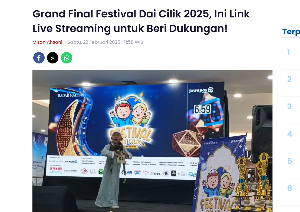 Grand Final Festival Dai Cilik 2025, Ini Link Live Streaming untuk Beri Dukungan!