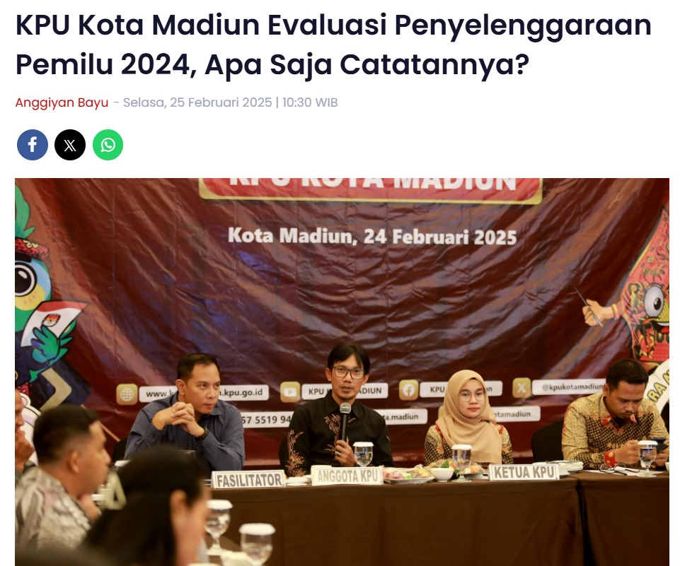 KPU Kota Madiun Evaluasi Penyelenggaraan Pemilu 2024, Apa Saja Catatannya?