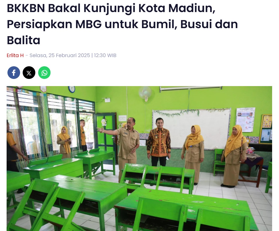 BKKBN Bakal Kunjungi Kota Madiun, Persiapkan MBG untuk Bumil, Busui dan Balita
