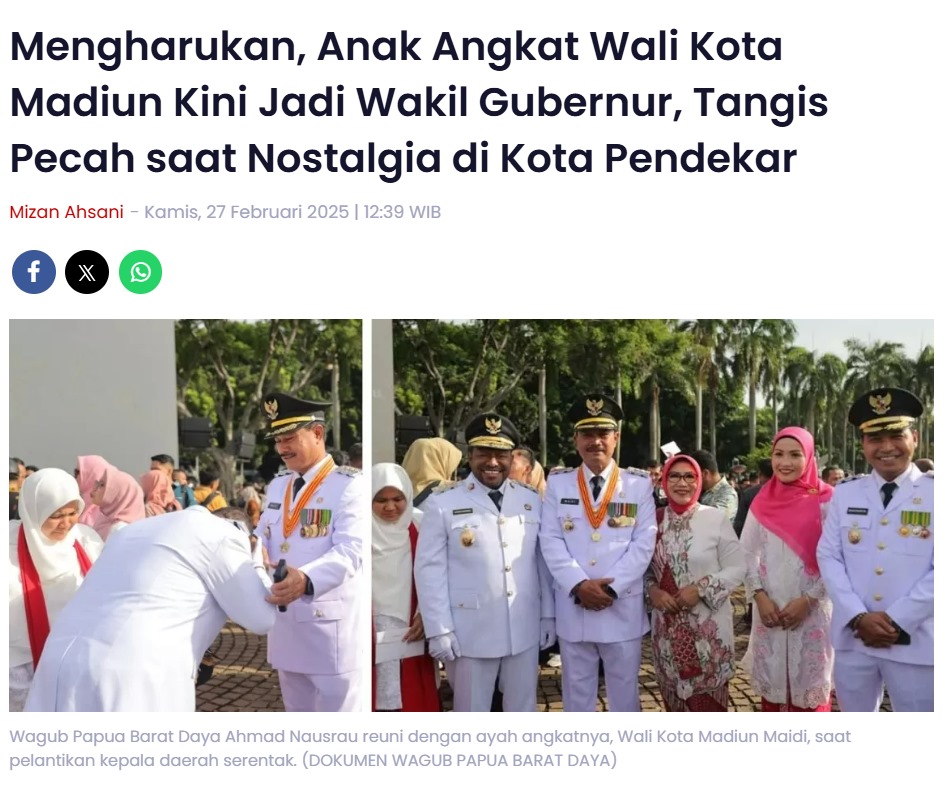 Mengharukan, Anak Angkat Wali Kota Madiun Kini Jadi Wakil Gubernur, Tangis Pecah saat Nostalgia di Kota Pendekar
