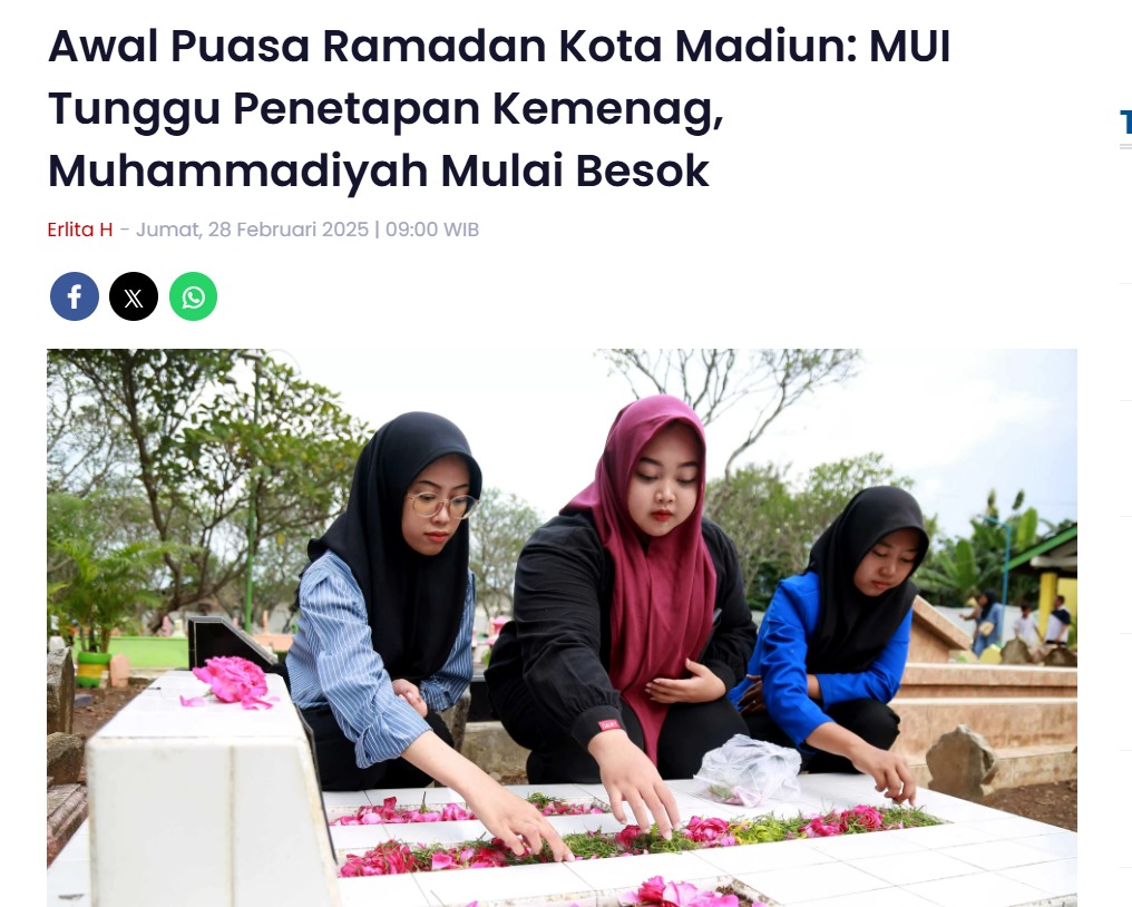 Awal Puasa Ramadan Kota Madiun: MUI Tunggu Penetapan Kemenag, Muhammadiyah Mulai Besok
