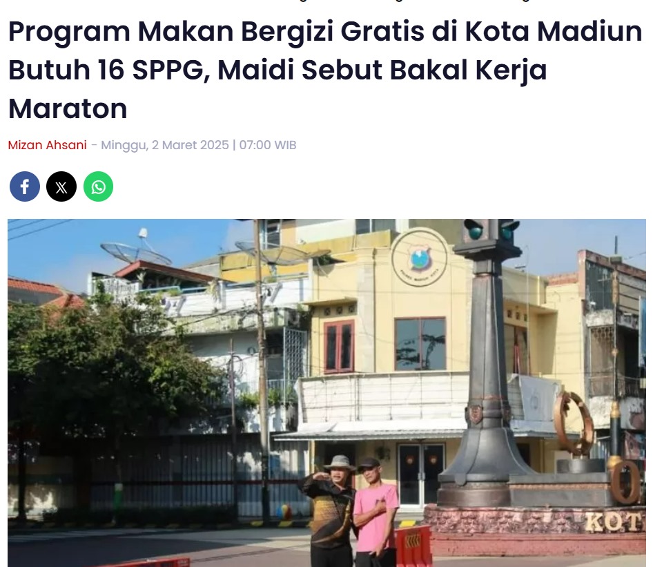 Program Makan Bergizi Gratis di Kota Madiun Butuh 16 SPPG, Maidi Sebut Bakal Kerja Maraton