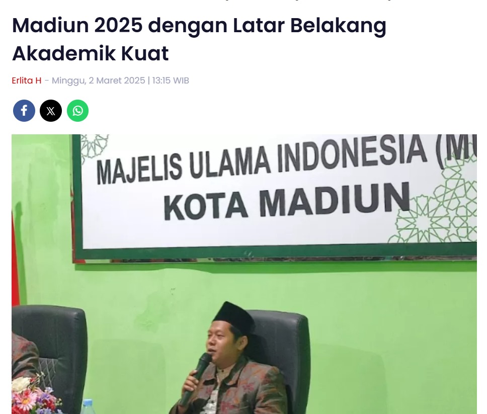 Mengenal Miftahul Huda, Ketua MUI Kota Madiun 2025 dengan Latar Belakang Akademik Kuat