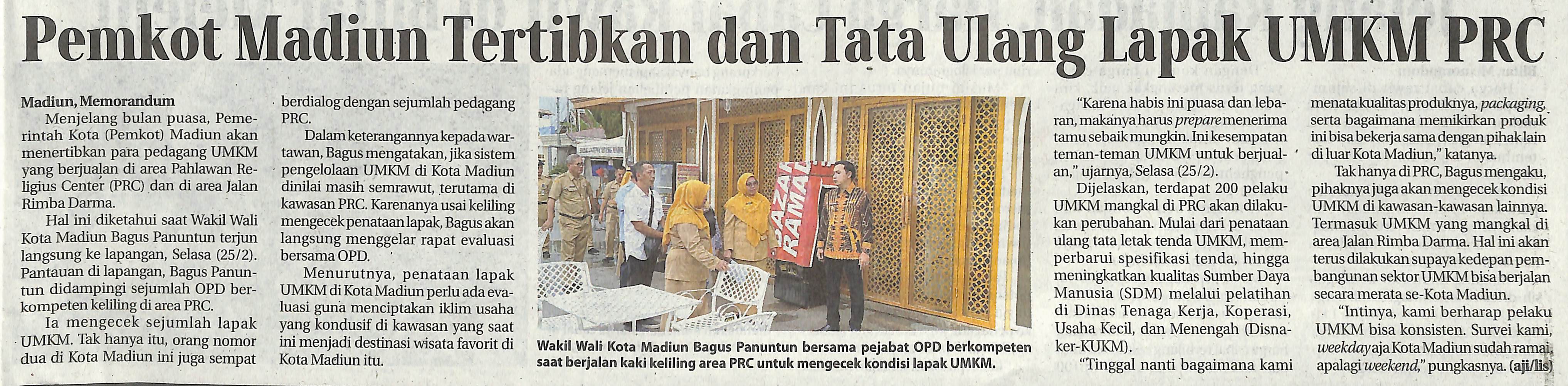 Jelang Ramadan, Pemkot Madiun Akan Tertibkan dan Tata Ulang Lapak UMKM PRC
