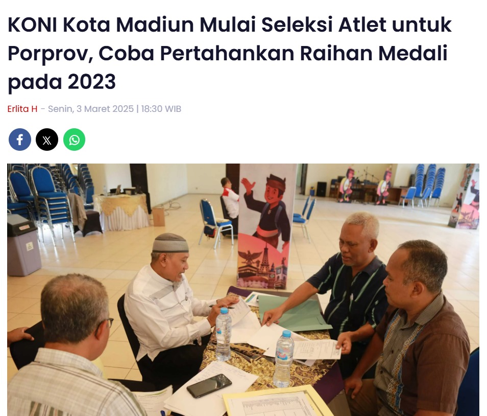 KONI Kota Madiun Mulai Seleksi Atlet untuk Porprov, Coba Pertahankan Raihan Medali pada 2023