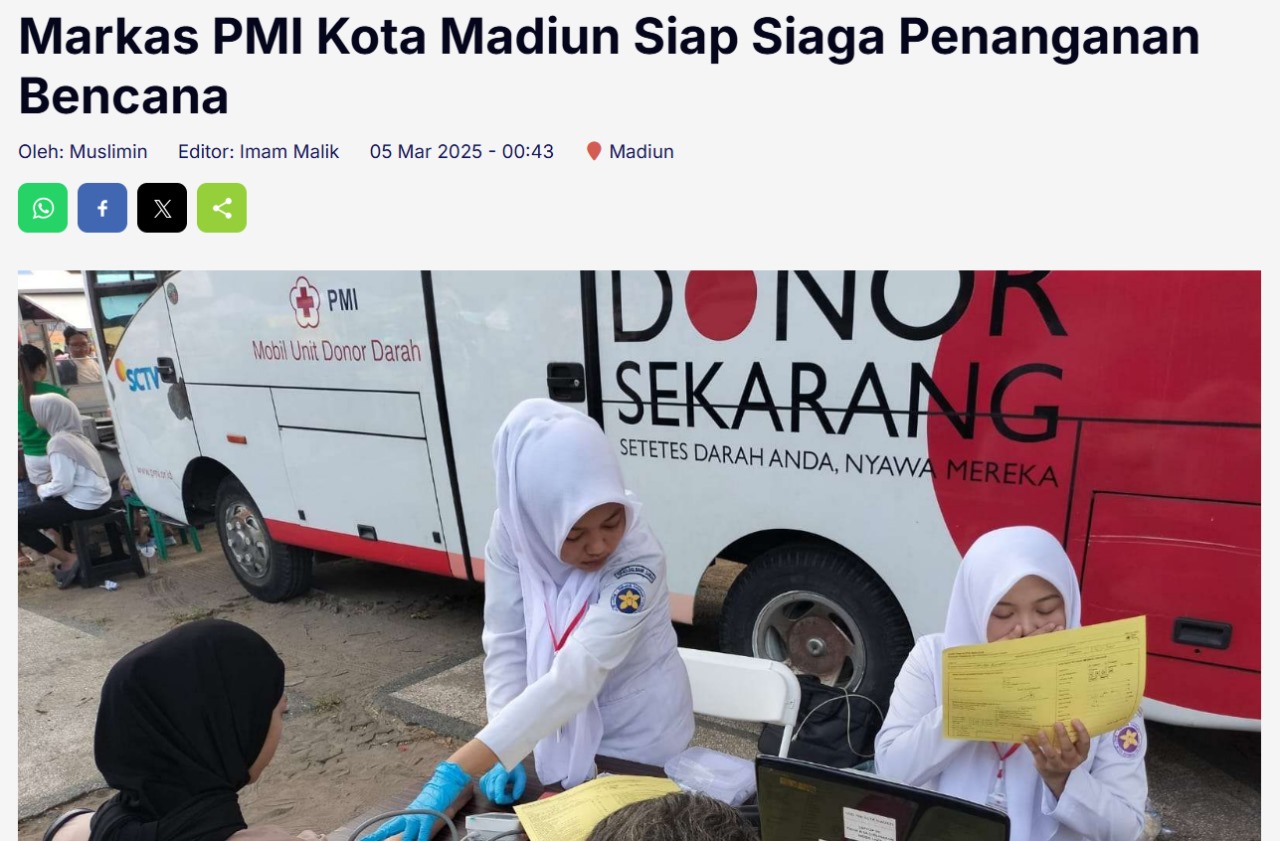 Markas PMI Kota Madiun Siap Siaga Penanganan Bencana