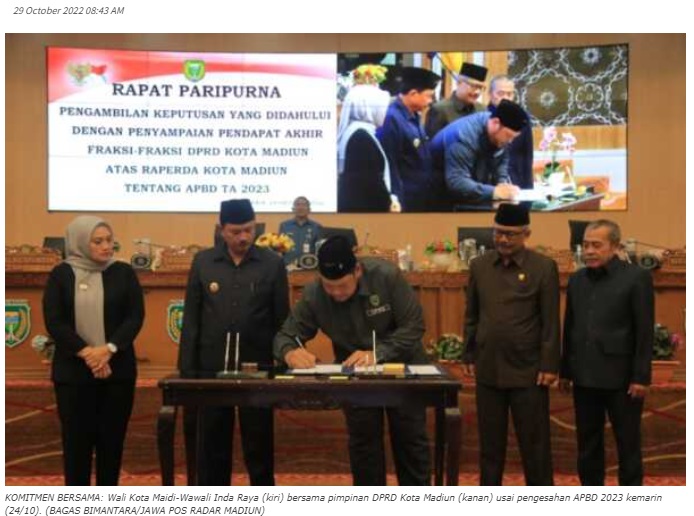 Pengesahan APBD Kota Madiun 2023 Lebih Cepat dari Target