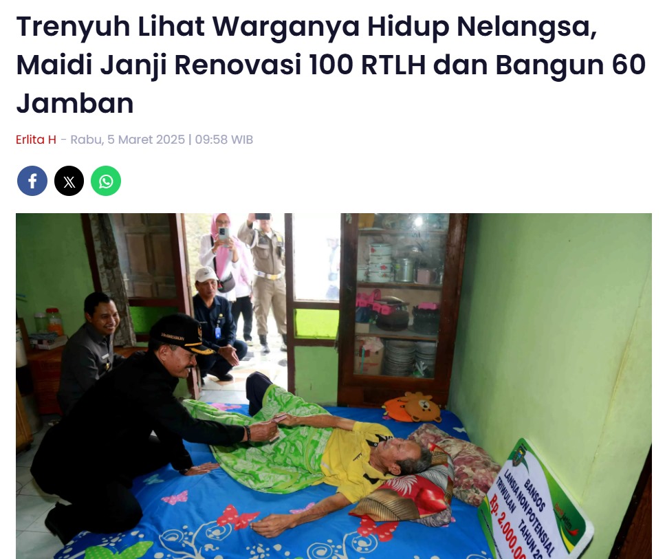 Trenyuh Lihat Warganya Hidup Nelangsa, Maidi Janji Renovasi 100 RTLH dan Bangun 60 Jamban